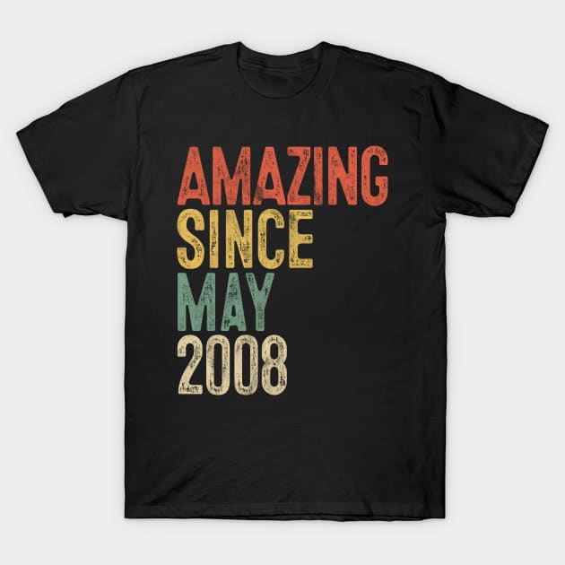 Amazing Since May 2008 12th Birthday Gift 12 Year Old T-Shirt by rhondamoller87